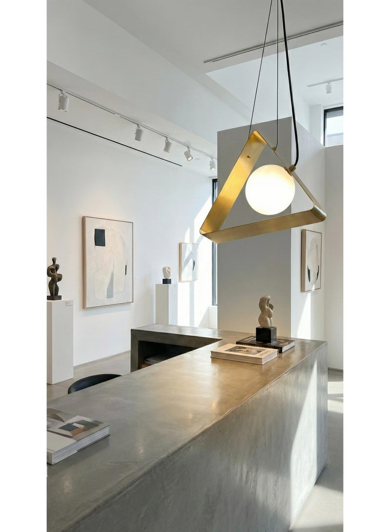 SPOLUX Modern Lighting, Single pendent, Light, Triangle modern light pendent, Gold Color, 25x25x100 cm,  Suitable for bedroom and living room, Counter light - Image 4